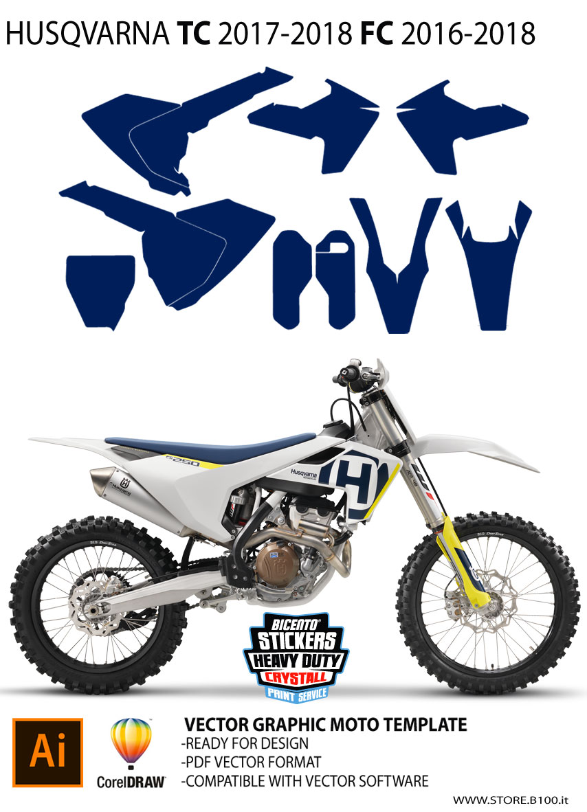 Yamaha YZ 125 250 Motocross 2015 2016 2017 2018 Vector Graphics MX Template 1:1
